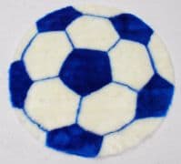 Funky Fun Soft Faux Fur Fabric Rug - BLUE WHITE FOOTBALL